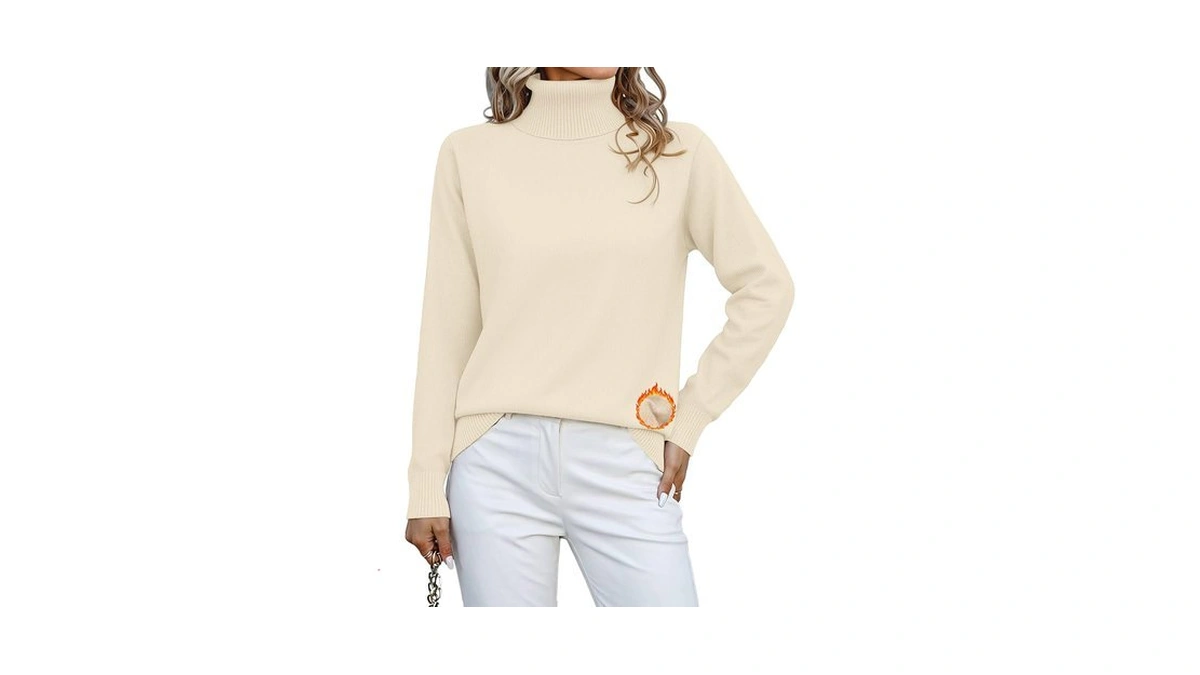 Zeagoo Women Turtleneck Sweater Fleece Sherpa Lined Long Sleeve Tops