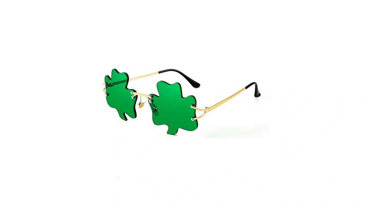 Feisedy St. Patrick's Day Irish Shamrock Sunglasses Lucky Green Leprechaun