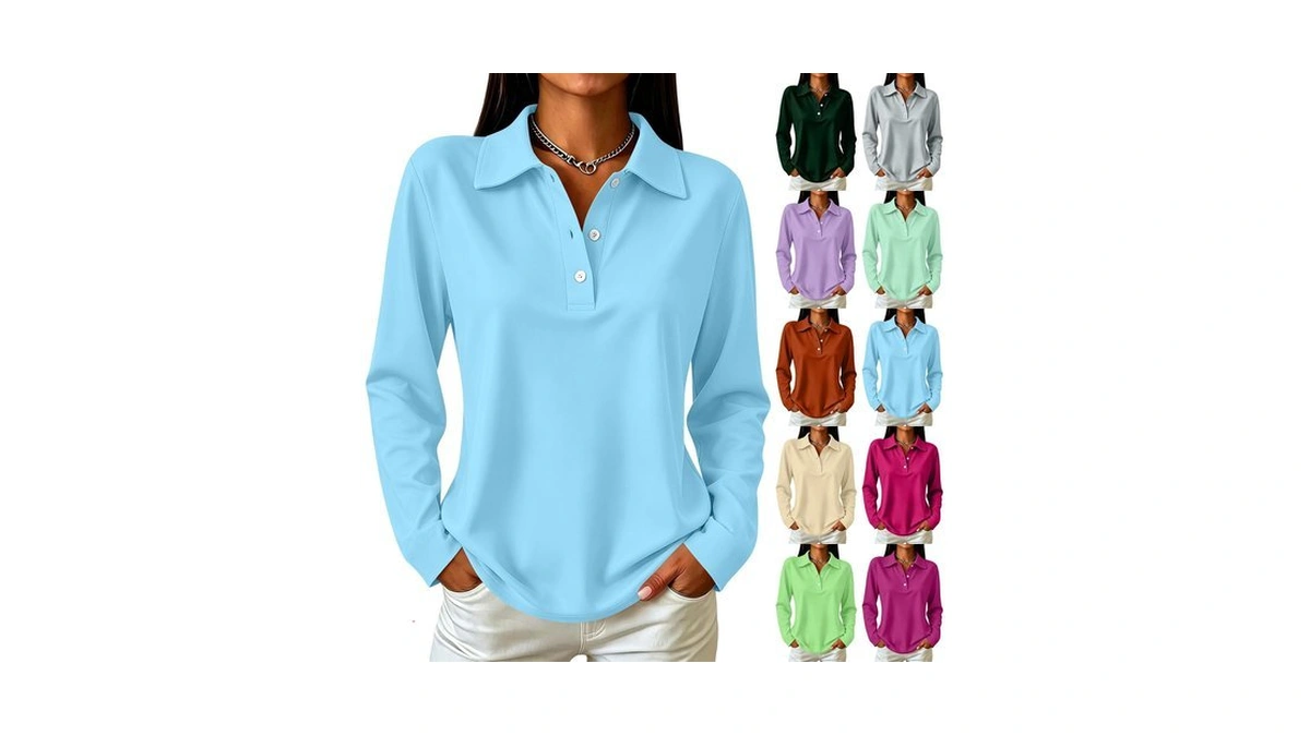 Fall Tops For Women V Neck Button Shirts Long Sleeve