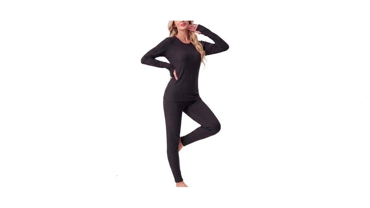 Grecerelle Womens Heavyweight Thermal Underwear Sets,black,m