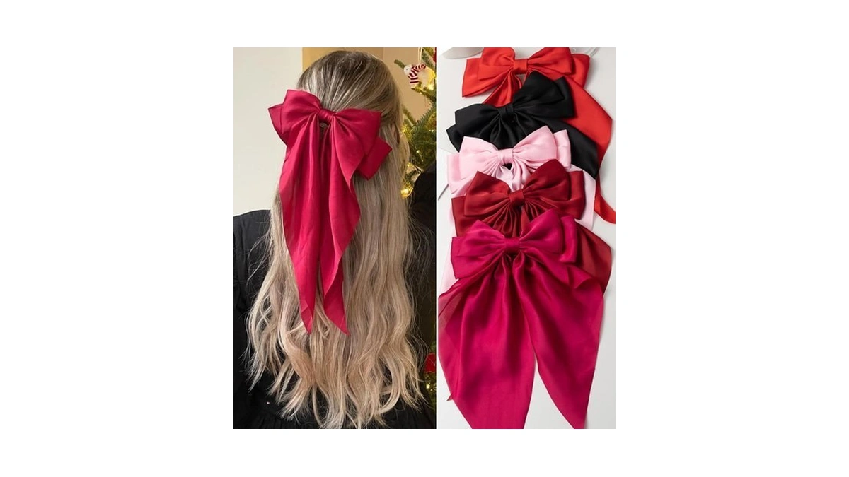 Satin Big Bows And Clips Set For Thick & Thin
