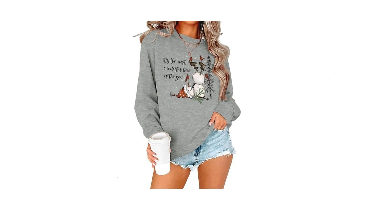 Christmas Sweatshirts For Women Snowman Crewneck Long Sleeve Tops