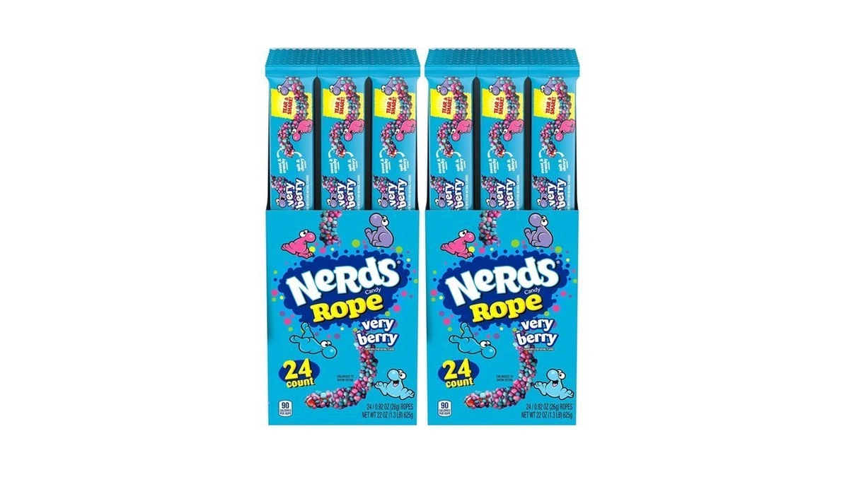 Nerds Rope Candy, Very Berry, 0.92 Ounce Ropes 24 Count