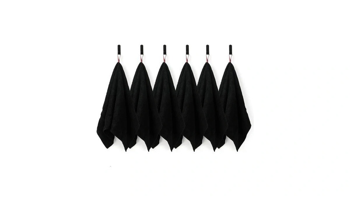 6-pack Black Combed Cotton Hand Towels For Bathroom With Hanging