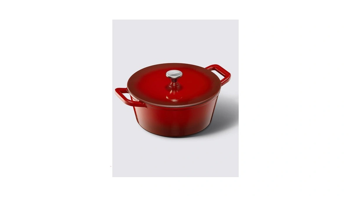 Dutch Oven Pot With Lid, 6qt Cast Iron Pot, Cerise