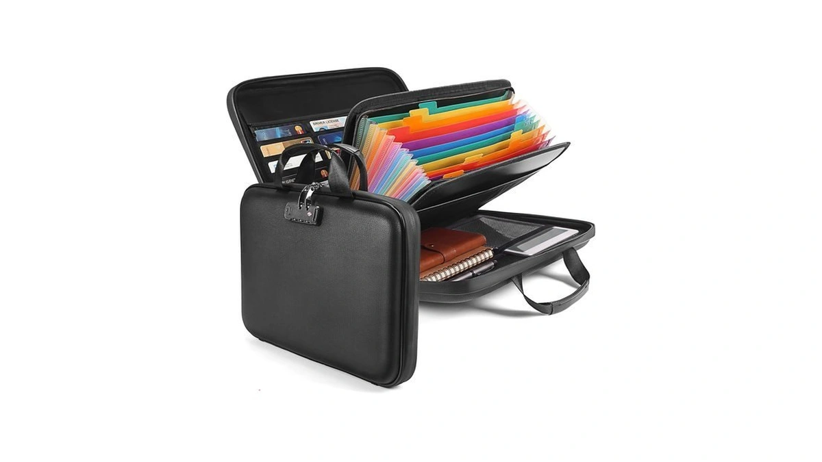 Calenzana Fireproof Document Boxes With Tsa Lock, Upgraded 16 Pockets