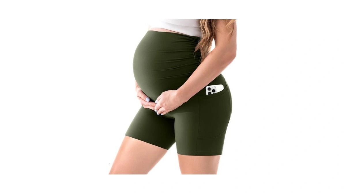 Walifrey Maternity Shorts With Pockets Over The Belly Army Green