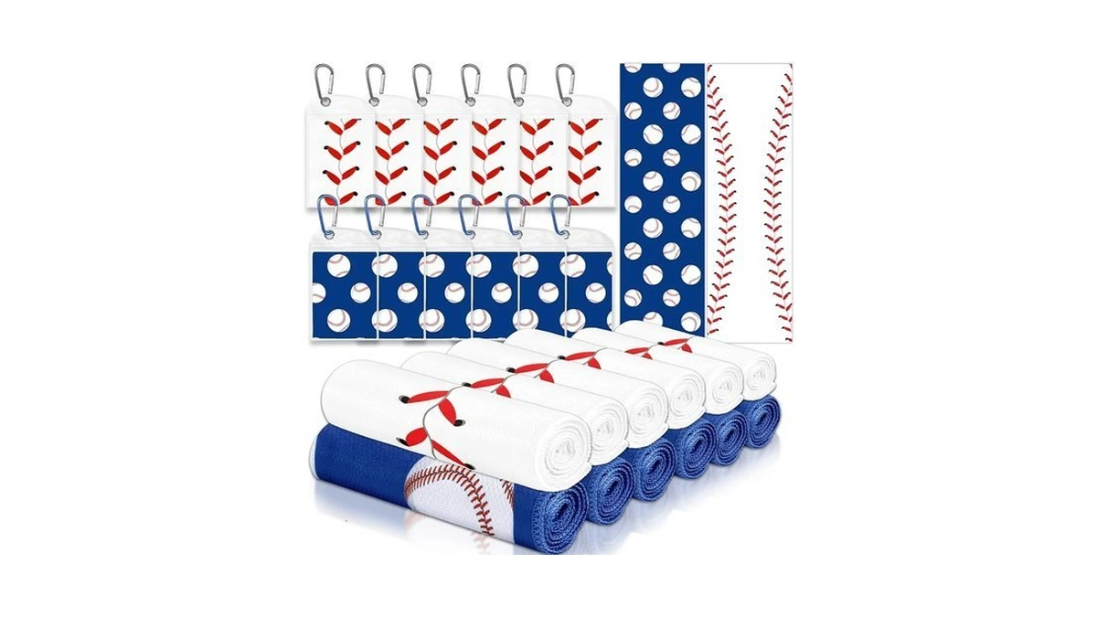 Lonfliness 12pcs Baseball Cooling Towels With Bags 38x12 Inch Breathable