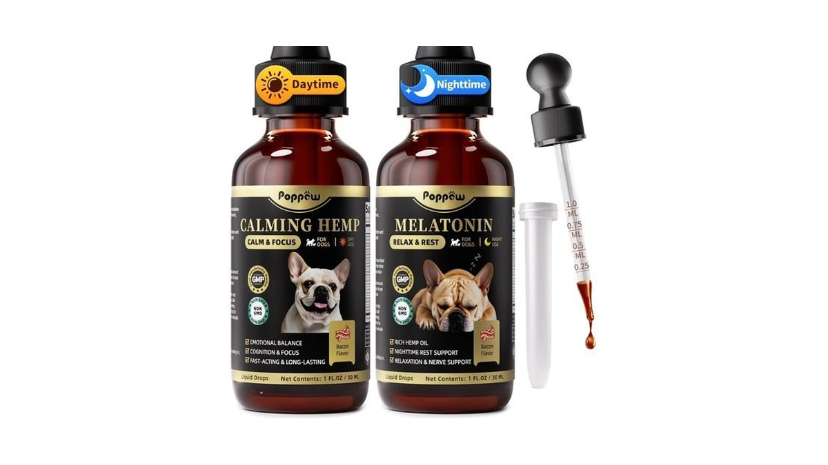 Dog Calming & Melatonin Drops, Day & Night Calm Support