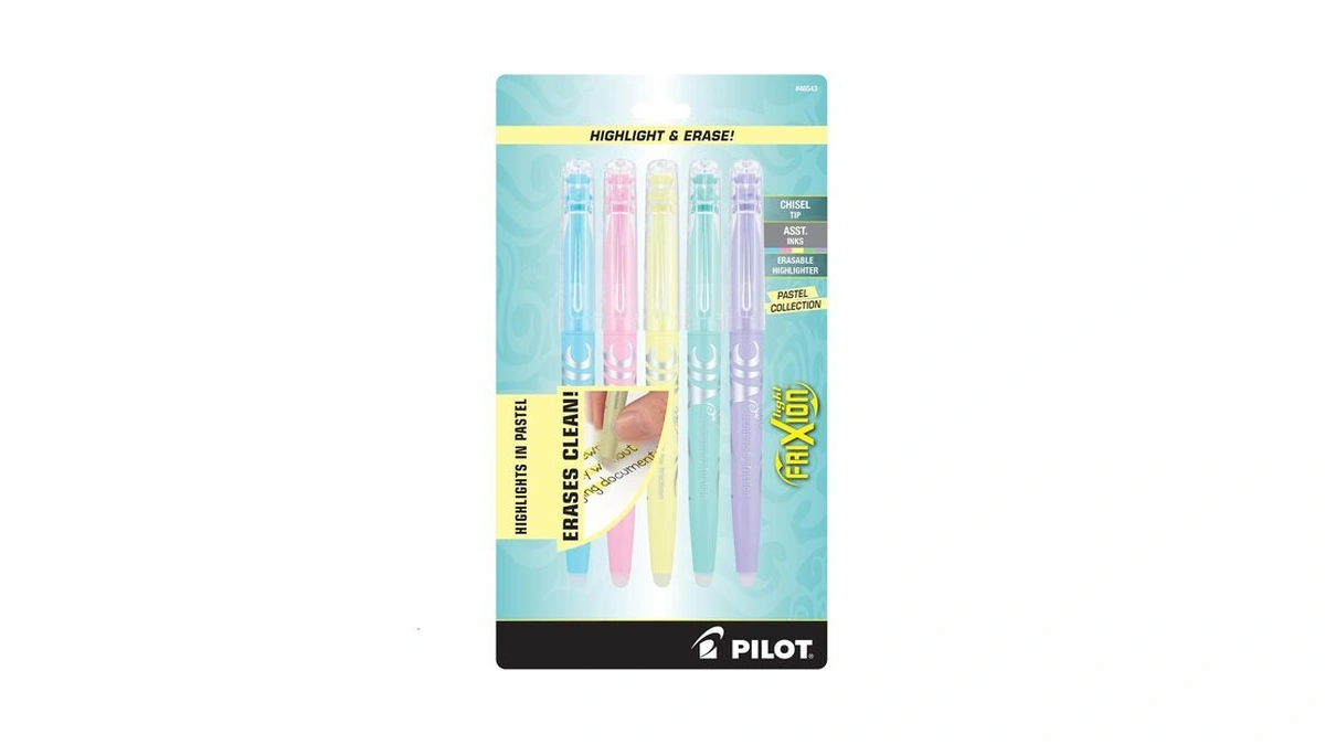 Pilot Frixion Erasable Highlighters, Chisel Tip, Assorted Color Inks 5-pack