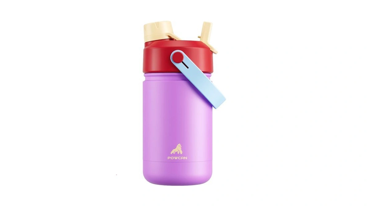 12 Oz Kids Water Bottle For School: 2-in-1 Straw Spout