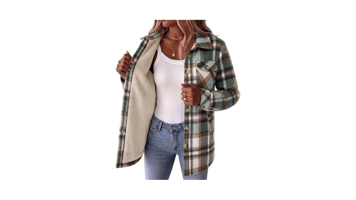 Zeagoo Womens Sherpa Fleece Jacket Casual Button Down Flannel Coats