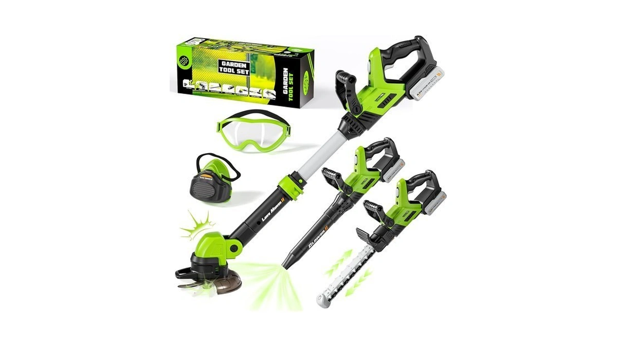 Kids Toy Tool Set, 3-in-1 Power Garden Lawn Tools With