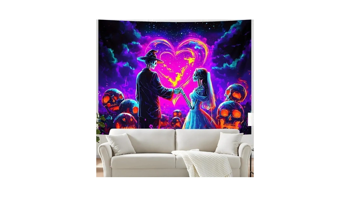 Bvbox Blacklight Halloween Tapestry, Uv Reactive Glow In The Dark