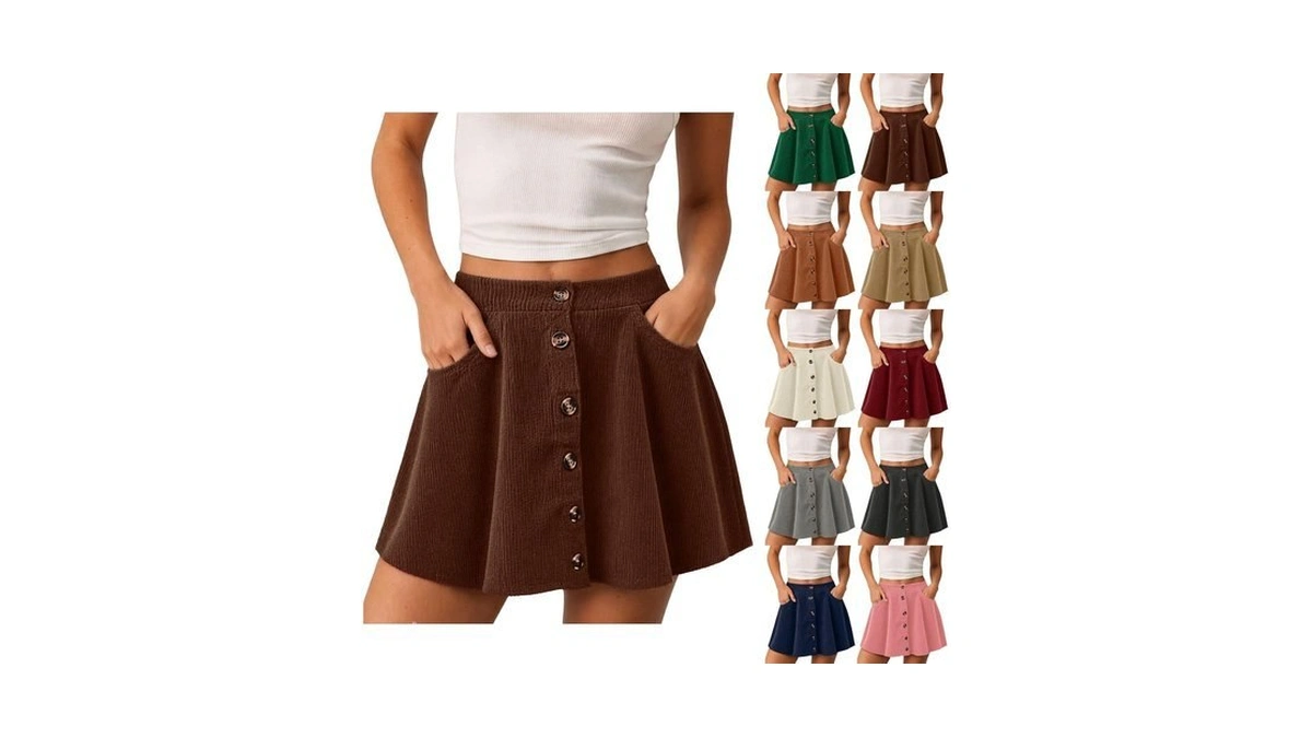 Corduroy Skirts Women High Waisted Dressy Flowy Mini Fall Skorts