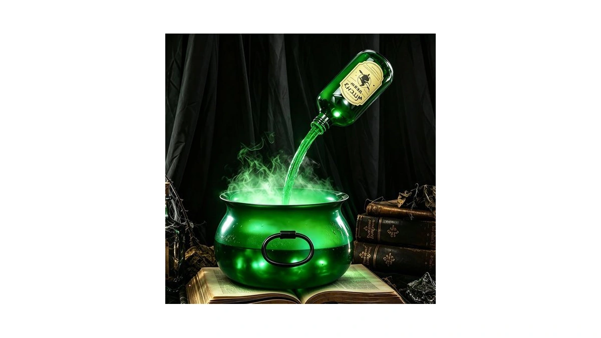 Translucent Witch Cauldron Magic Floating Potion Bottles & Mist Maker