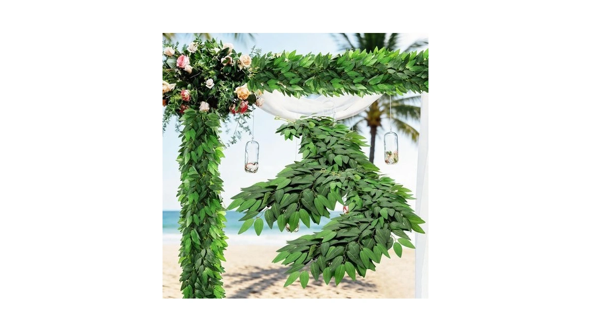 2 Pack 3.5ft Artificial Greenery Garland, Faux Italian Ruscus Vine