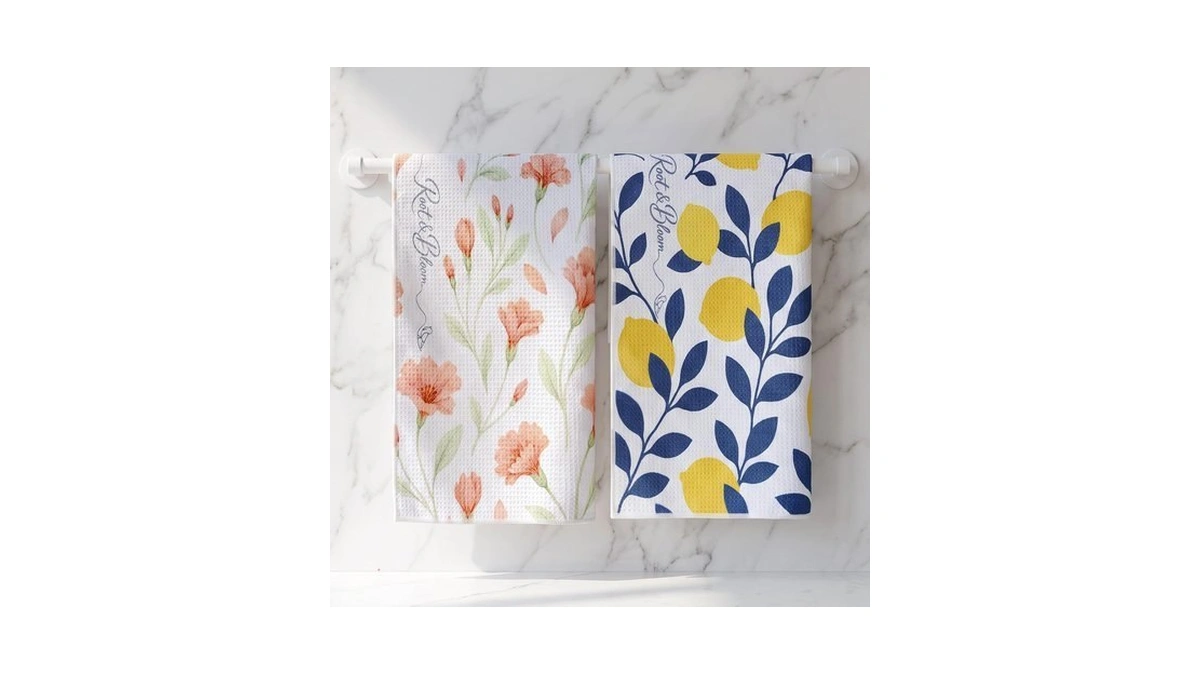 Holismo Waffle Dish Towels Set Of 2, Quick Dry Absorbent