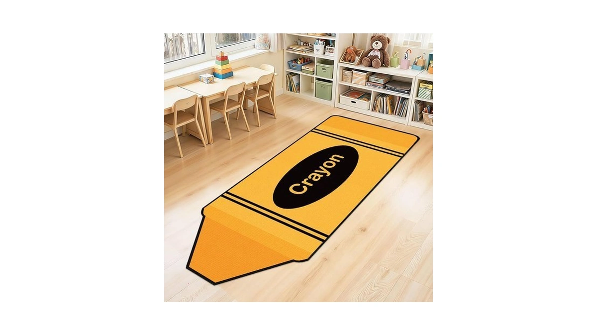 7x3 Ft Crayon Classroom Rug Yellow Classroom Carpet Soft Floor