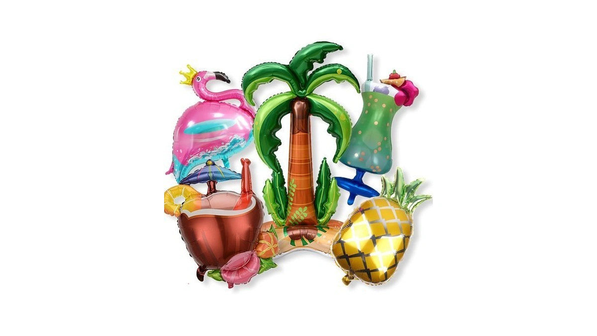 5pcs Hawaiian Aloha Luau Party Decorations Summer Tropical Balloons