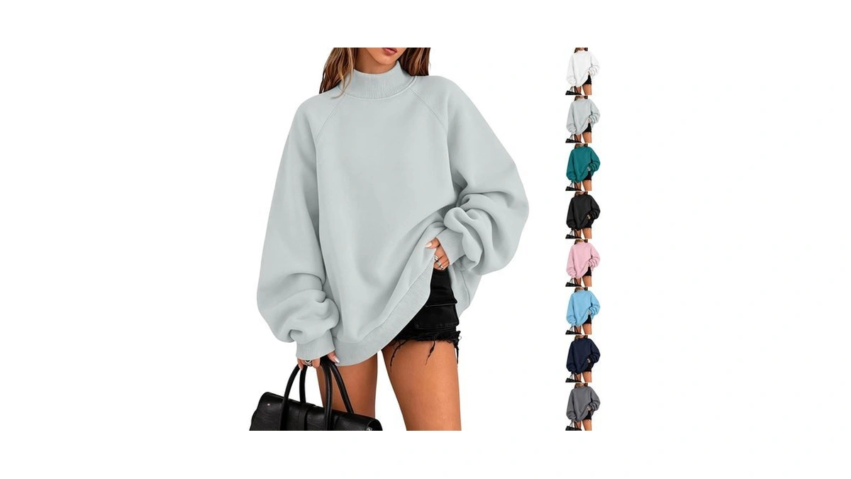 Mockneck Sweatshirt Women Long Sleeve Loose Fit Fleece Lined Fall