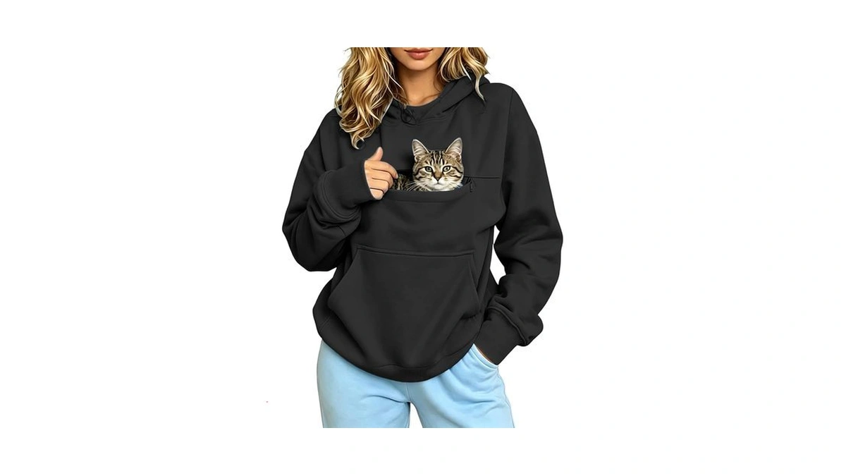 Pet Pouch Hoodie For Women Cat Carrier Kangaroo With Zippered