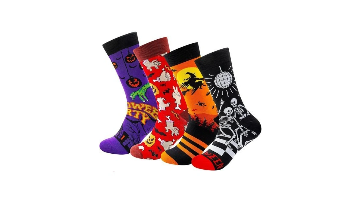 Halloween Socks Men, Halloween Gifts For Men Boys, Pumpkin Skeleton