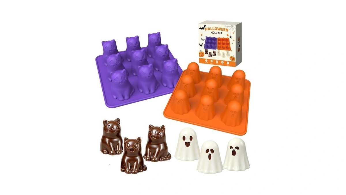 3d Halloween Ghost Silicone Molds 2 Pack, 9 Cavity Chocolate