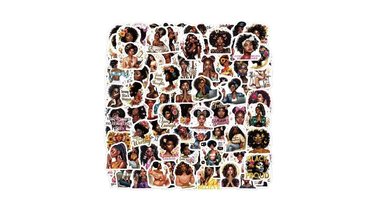 100 Pcs Black Girl Aesthetic Stickers, Vinyl