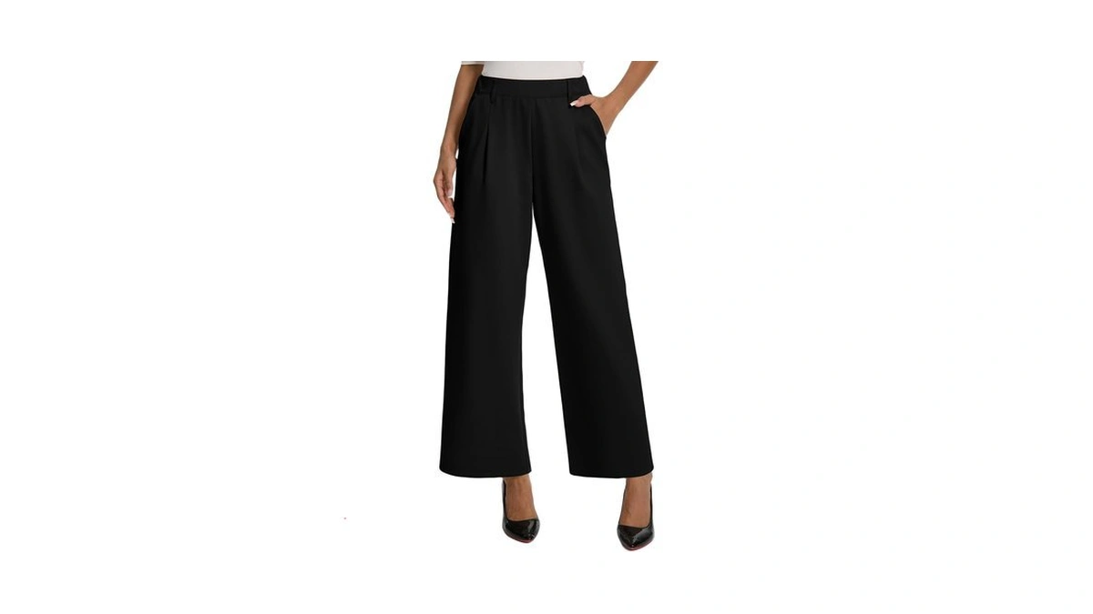 Amzdora Womens Dress Wide Leg Pants Pull On Stretchy Work