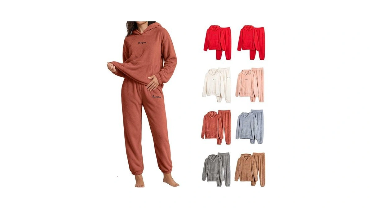 Ssuyeuri Women's Fleece Pajamas Sets Fuzzy Loungewear Fluffy Pajamas