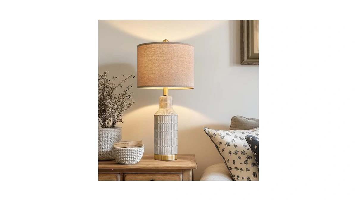 Usumkky 25" Modern Ceramic Lamps Single Table Lamp For Living