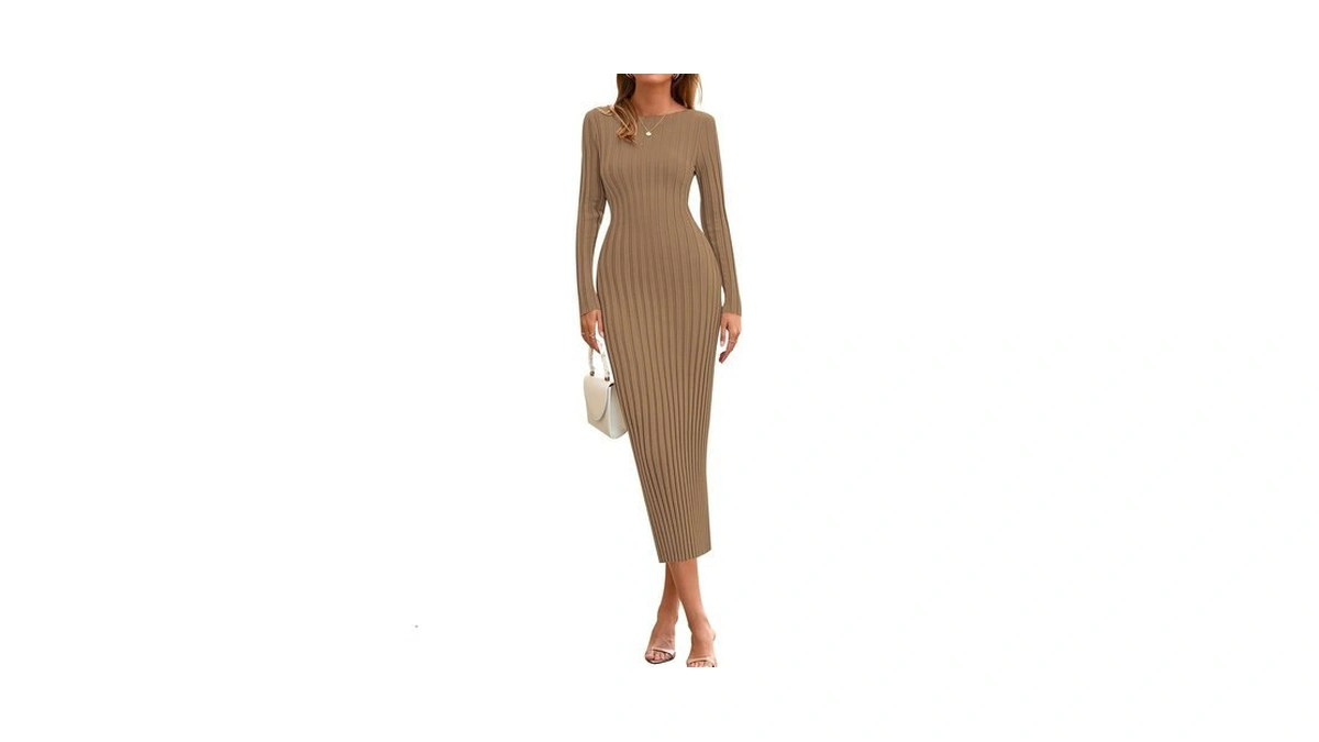 Prettygarden Womens Sweater Dress Spring 2026 Casual Boat Neck Long
