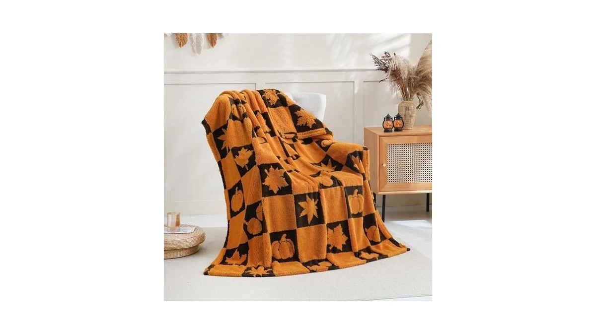 Sochow Fall Checkered Decor Throw Blanket, 50 X 60 Inches,