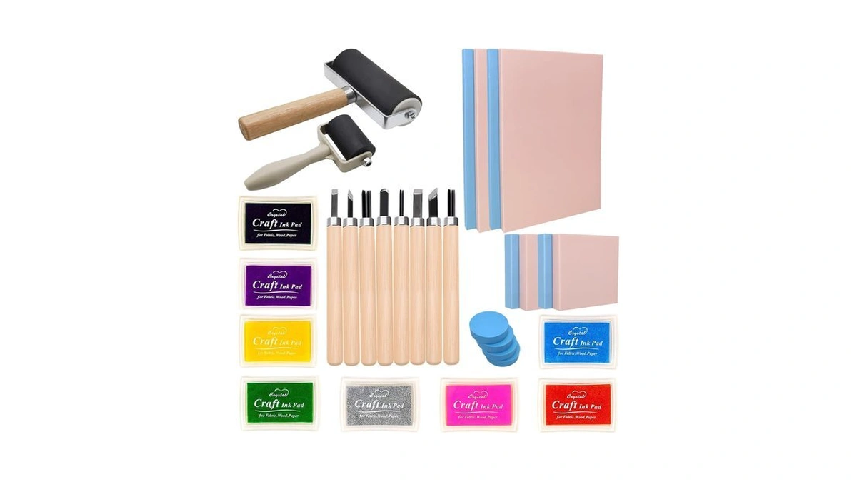 Hrjzf 30pcs Rubber Block Stamp Carving Blocks With Cutter Tools