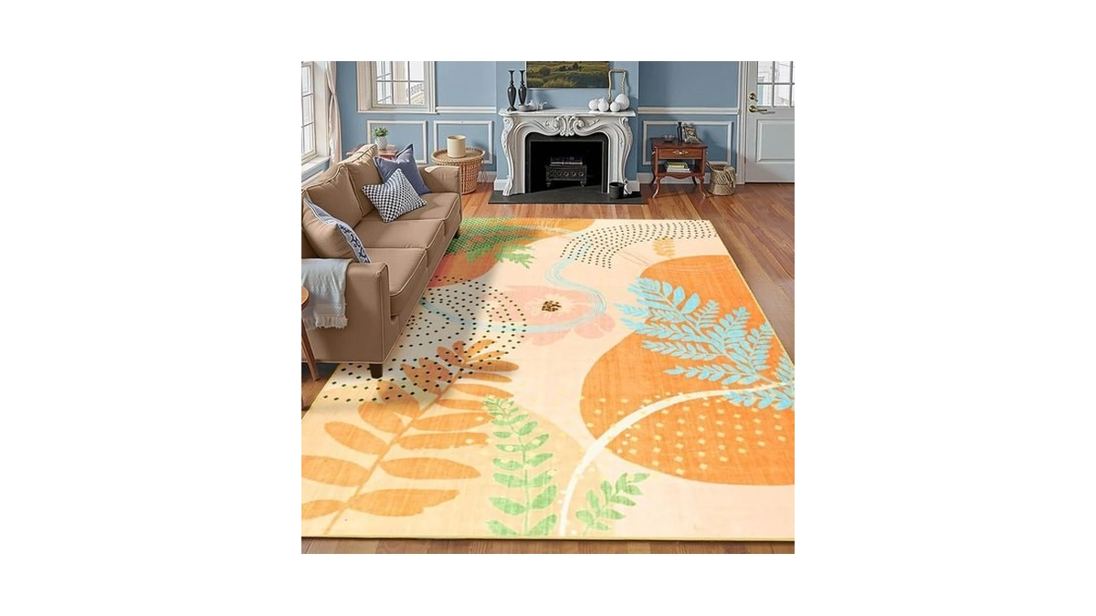 St. Bridge Faux Wool Boho Floral Area Rug 4x6, Modern