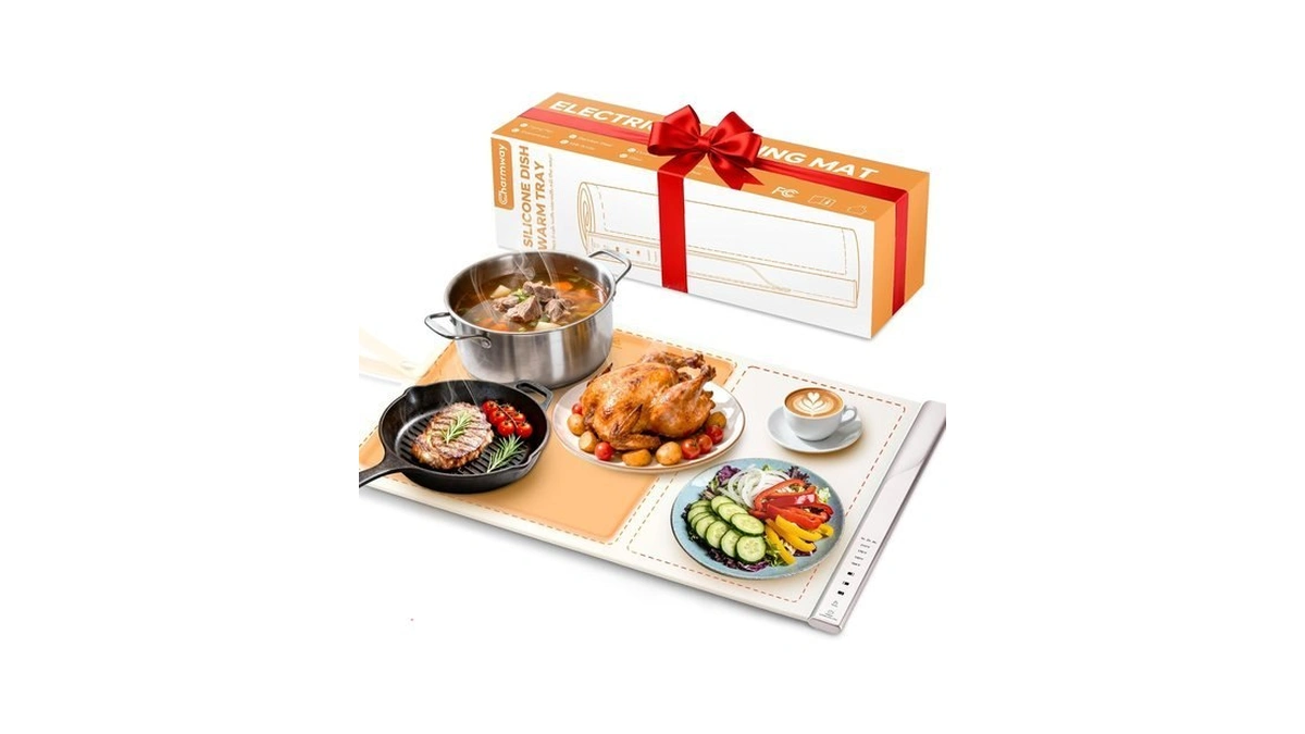 Electric Food Warming Mat With Dual-zone Temp Control, Rollable Silicone