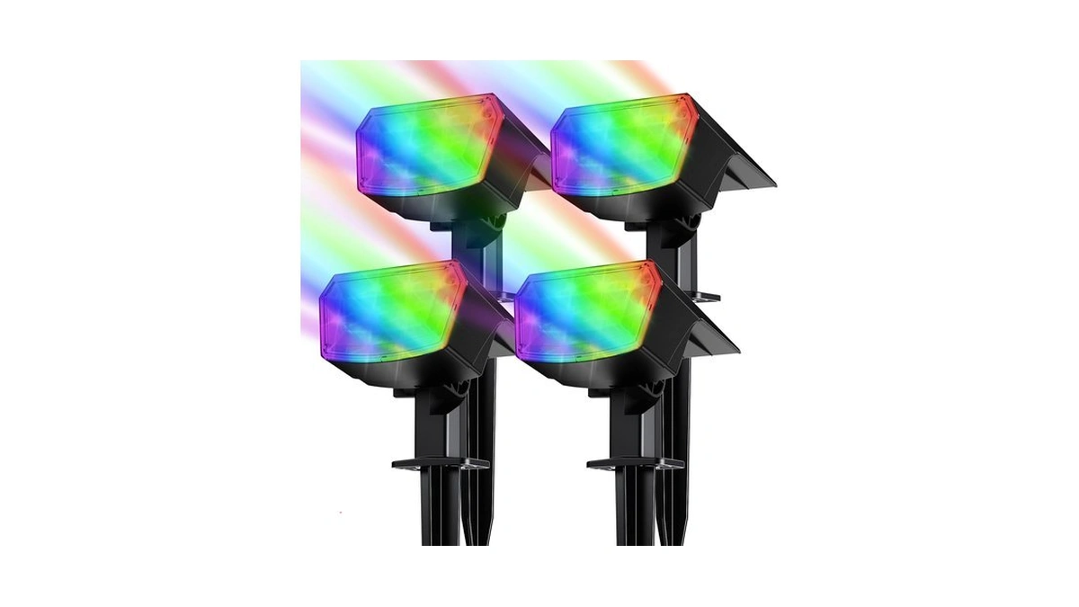 Tecknet Solar Spot Lights Outdoor, Led Landscape Spotlights, Rgb, 4