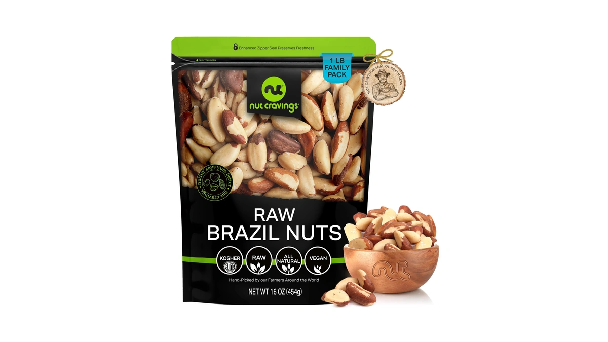 Nut Cravings - Raw Brazil Nuts, Unsalted (16oz - 1