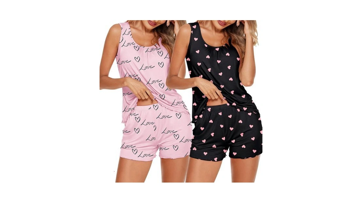 Ekouaer 2 Pack Womens Pajamas Set Casual Tank Top And