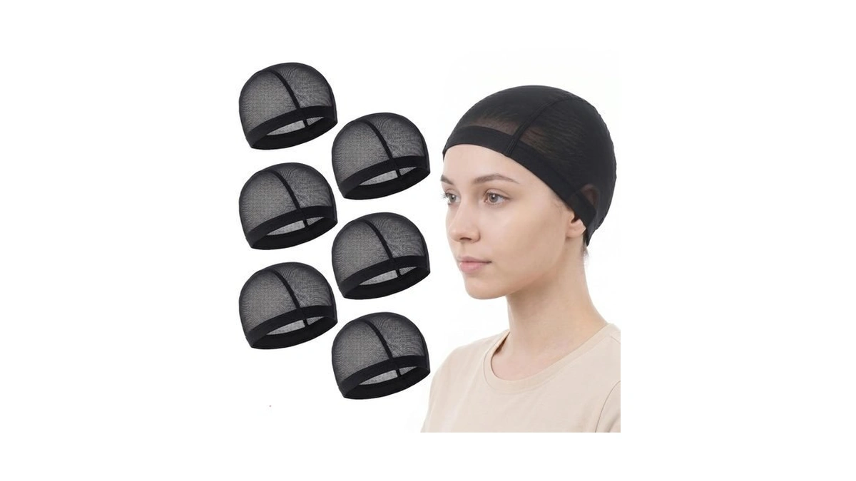 6 Pack Black Dome Cap Wig, Stretchable Hairnets With Wide