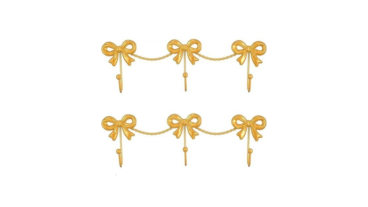 Kuyeyzu 2pcs Gold Wall Hooks With Bow Decor: Vintage Triple