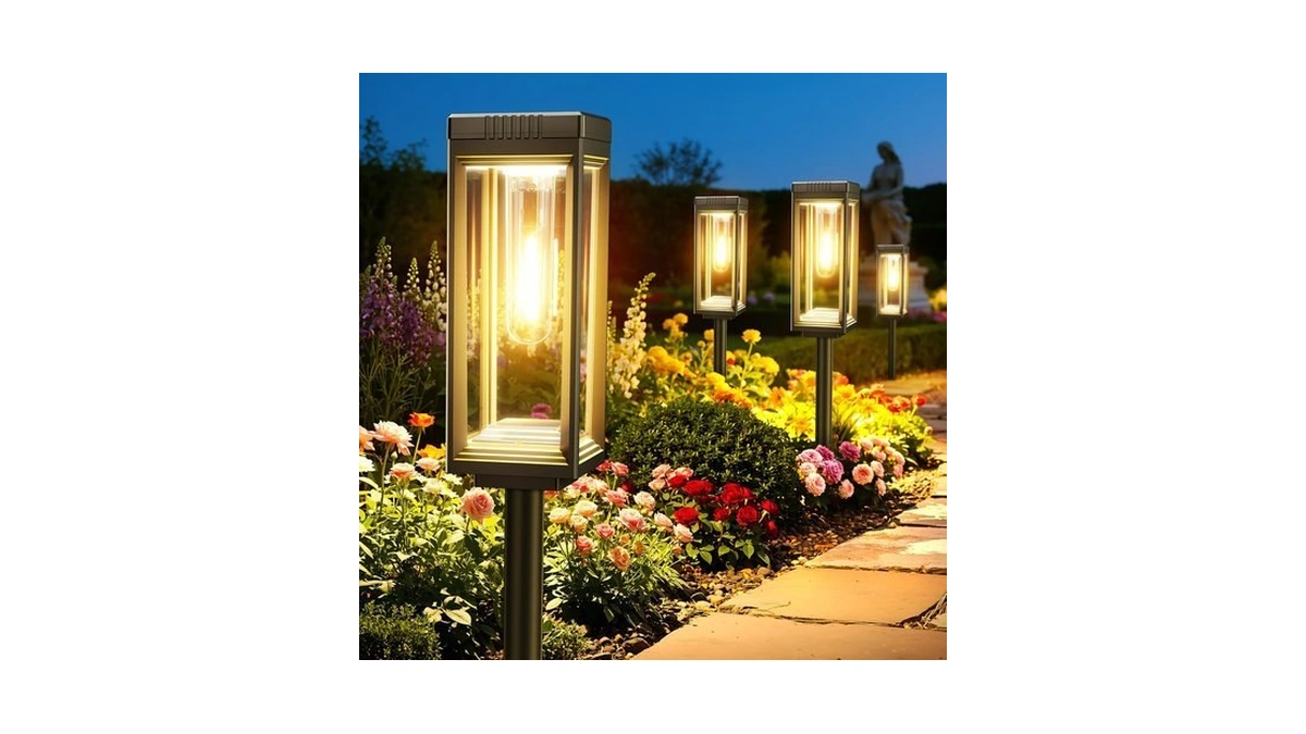 Tall Solar Lights Outdoor, 8 Pack Bright Pathway Lights Solar