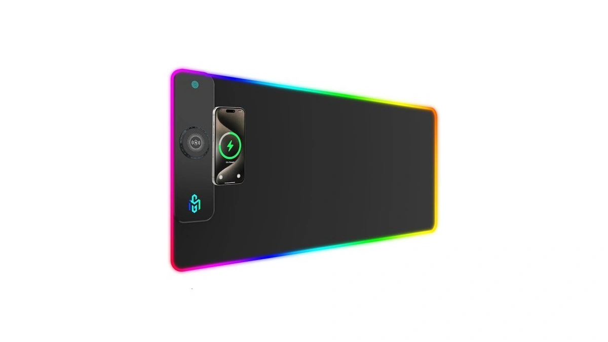 Gim Wireless Charging Rgb Gaming Mouse Pad 15w, Led Mouse