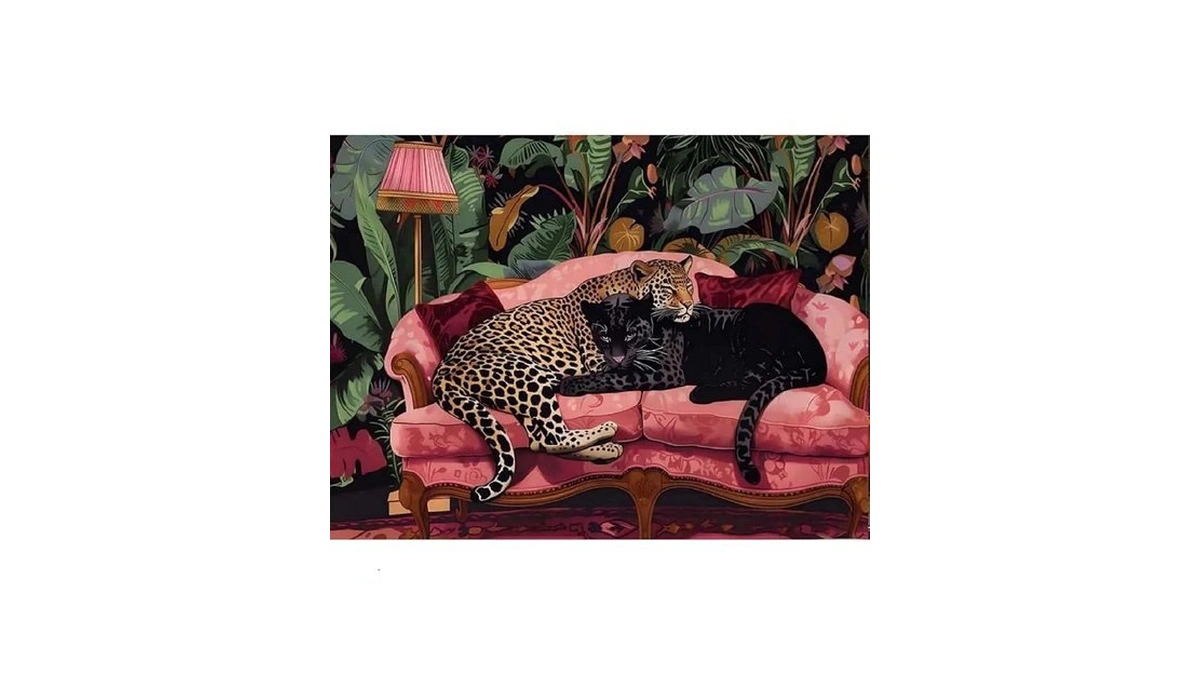 Niurenmaoyi Leopard Stamped Cross Stitch Kits For Beginner,16x12in