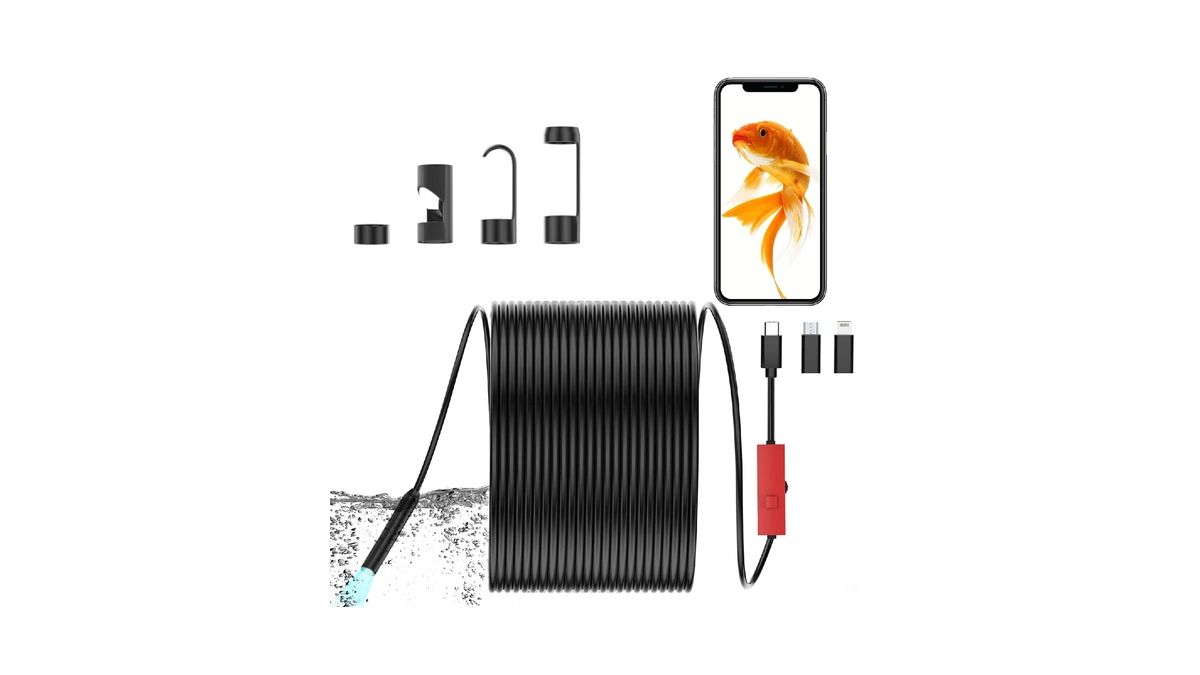 Endoscope Camera With Light, 1920p Borescope, 8 Led Lights, Ip68