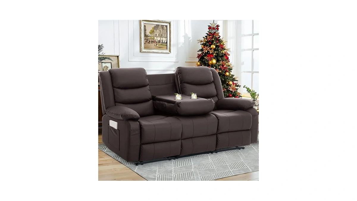 Korser Recliner Sofa, Reclining Loveseat With Console, Oversized Reclining Couch