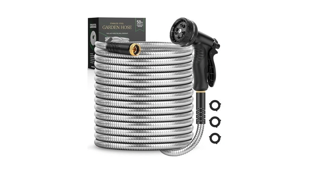 Garden Hose 50 Ft, Metal Stainless Steel Water Hose With