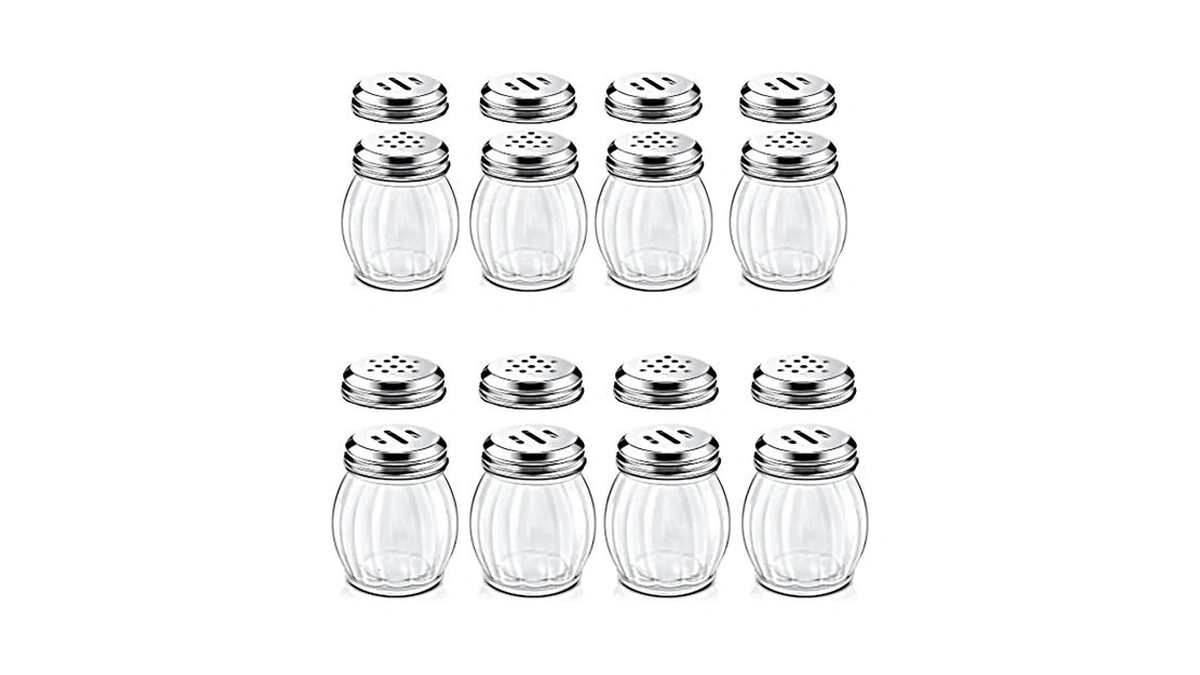 Glass Spice Shaker Set With Stainless Steel Top, 6 Ounces,