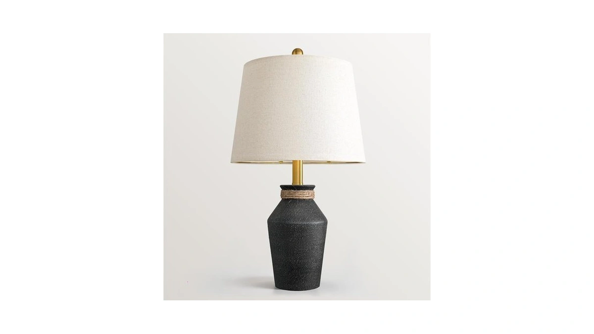 Usumkky 22.5" Rustic Ceramic Table Lamp Farmhouse Bedside Lamp Matte